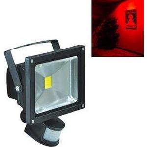 LED Bouwlamp / Schijnwerper Rood - 50W - Bewegingssensor