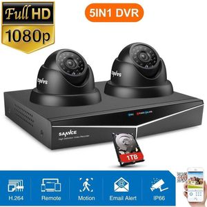 Beveilegingscamera Set 1TB 4-Kanaals Met 2 FULL HD Dome Camera's