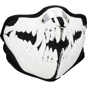 Mondkap Skimasker Dracula Dieren Skelet Print Zwart / Wit, Maat: One size