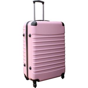 Travelerz lichtgewicht ABS reiskoffer met cijferslot licht roze 95 liter