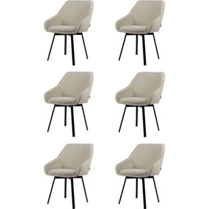 Lotus Eetkamerstoel - Beige Stof - Set van 6