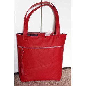 Toetie & Zo Handgemaakte leren Tas Rood, Shopper, boodschappentas, laptoptas