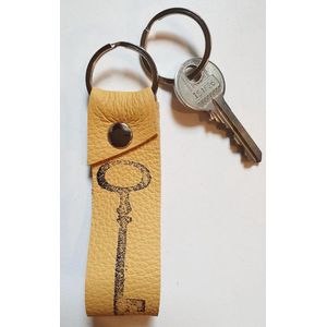 Toetie & Zo Handgemaakte Leren Sleutelhanger Key Geel, sleutelhouder, leder, handgemaakt