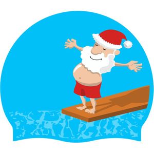 Silicone Badmuts met Kerstdesign - ""Zwemmende Kerstman"" - 5-pack