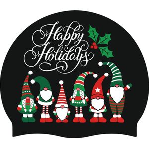 Silicone Badmuts met Kerstdesign - ""Happy Holidays"" - 5-pack
