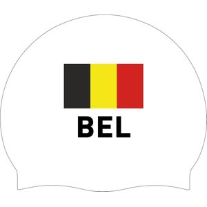 Silicone Badmuts Wit met Belgische Vlag