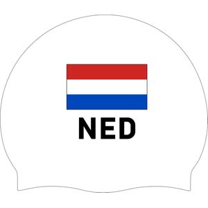 Silicone Badmuts Wit met Nederlandse Vlag