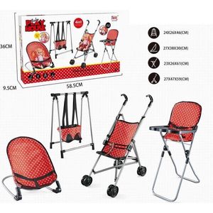 poppenset 4in1 | buggy- poppenschommel - relax - poppeneetstoel