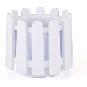 Witte ronde bloembak & waterdrainage 14L smart-pot bloempot UV bestendig