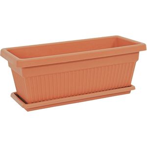 Kunststof bloembak Terra Cotta kleur WINTERHARD 70L gratis schaal UV-bestendig