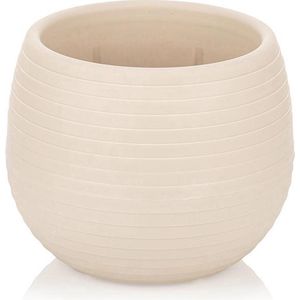 6st ronde cactus bloempotten crème 10cm met drainage UV-bestendige stekpotjes