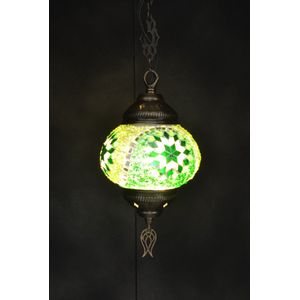 Hanglamp - Mozaïek Lamp  Oosterse Lamp Hoogte 53 cm Handgemaakt  groen