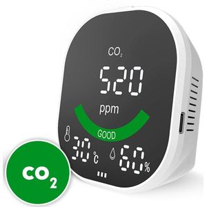 CO2 Meter Binnen - Hygrometer - Luchtkwaliteitsmeter - Luchtvochtigheid - CO2 melder & monitor - Thermometer - CO2 detector - Koolstofdioxide meter - Geschikt voor horeca