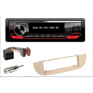 DAB / BT autoradio Fiat 500 beige inclusief stuurwielinterface 2007-2015| 4×50 watt | multicolor | AMS-450DAB