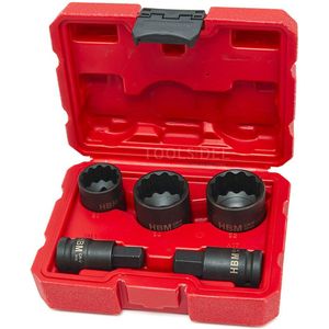 HBM 5 Delige 12 Punts Kracht Aandrijfas Doppenset, Montageset Met 1/2 inch Opname voor VAG
