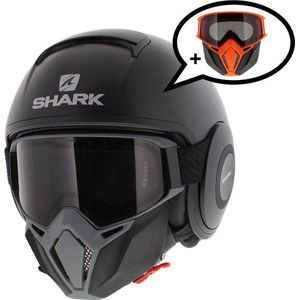 Shark Street Drak helm mat zwart antraciet XL - Special Edition met gratis extra zwart oranje mondstuk