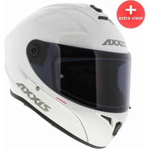 Axxis Draken S integraal helm solid glans parel wit XXL + extra (donker) vizier in de doos!