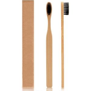 100% Bamboo Ecologische Bamboe Tandenborstel Zwart - Set van 4 - Recyclebaar en Biologisch afbreekbaar