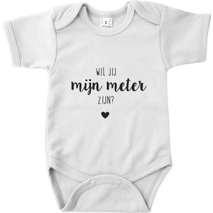 Babyromper - Wil jij mijn meter zijn? - wit - korte mouwen - 0 tot 2 maand