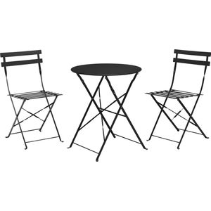 Bistro set zwart 3 stuks - terras meubel - tuin meubel - 2 stoelen 1 tafel - opklapbaar