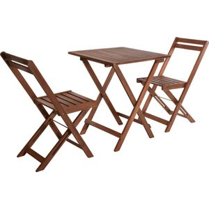 Balkonset - 3-delig - bistro set - inklapbaar - houten tafel twee stoelen - set van 3 - Acacia hout