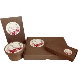 Geschenkverpakkingen Kraft 8 stuks per bestelling - Sticker Thank you - Geschenkzakjes - Brievenbusdoosjes A5 + A6, rond kraft geschenkdoosje - Feest - Uitdeelcadeau - Bedankjes - 8 st per bestelling
