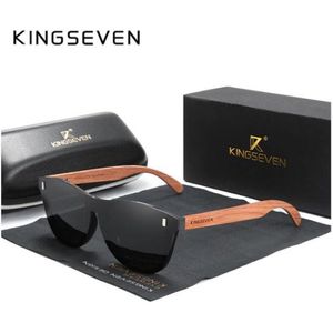 KingSeven Black Oculos Sunglasses - Unisex Zonnebril - UV400 en Polarisatie Filter - Bamboe