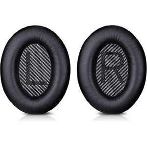 Lederen Set Oorkussens Geschikt Voor Bose Koptelefoon QuietComfort 35, QC35/QC35II/QC45/QC25/QC2/QC15/Soundtrue/Soundlink Around-Ear II AE2 headphones, Vervangende Kussens Voor Hoofdtelefoon - Zwart - 1 Paar