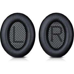Lederen Set Oorkussens Voor Bose Koptelefoon QuietComfort 35, Grijs en Zwart, QC35II/QC35/QC25/QC2/QC15/Soundtrue/Soundlink Around-Ear II AE2 headphones, Vervangende Kussens Voor Hoofdtelefoon - 1 Paar