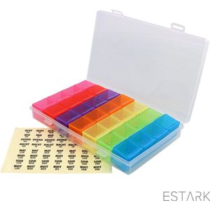 Pillendoos - 7 Dagen - 28 Vakken - Handig in Gebruik - Medicijnendoos