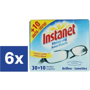 Instanet Brilpoetsdoekjes - 6 x 40 stuks - Voordeelverpakking