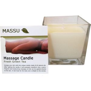 Massu - Massage Kaars GREEN TEA (200ml) - Massageolie - Ontspanning Cadeau - Valentijn