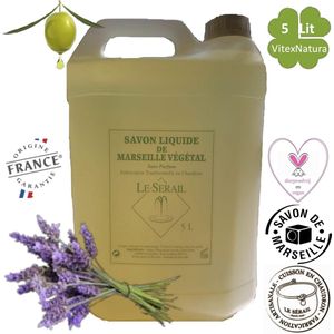 Multifunctionele Vloeibare Marseille zeep 5 liter met lavendel extract. Voordeel fles. Dermatologisch getest