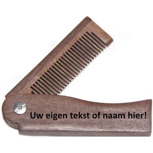 Houten opvouw kam gepersonaliseerd met uw eigen naam of tekst! - Bamboe