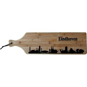 Borrelplank Eindhoven- Brabant - Blob - Evoluon - Klokgebouw - Sint-Catharinakerk - Bamboe hout - 17x63cm - Serveerplank
