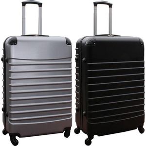 Travelerz kofferset 2 delig ABS groot - met cijferslot - 95 liter - zilver - zwart