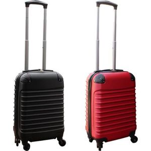 Travelerz kofferset 2 delig ABS handbagage koffers - met cijferslot - 27 liter - zwart - rood