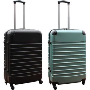Travelerz kofferset 2 delig ABS groot - met cijferslot - 69 liter - zwart – groen