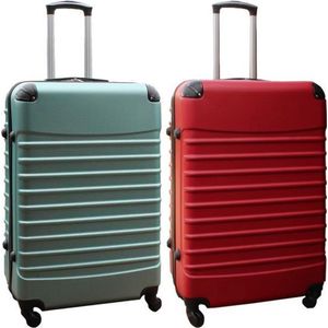 Travelerz kofferset 2 delig ABS groot - met cijferslot - 95 liter - rood - groen