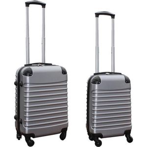 Kofferset 2 delig ABS handbagage koffers - met cijferslot - 27 en 39 liter – zilver