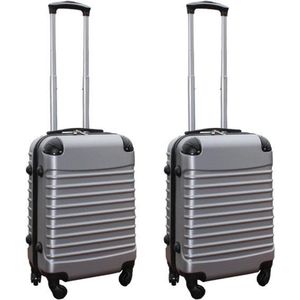 Kofferset 2 delig ABS handbagage koffers - met cijferslot - 39 liter - zilver