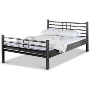 Bed Box Wonen - Lea metalen bed - Antraciet - 90x210