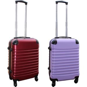 Travelerz kofferset 2 delig ABS handbagage koffers - met cijferslot - 39 liter - lila - bordeauxrood