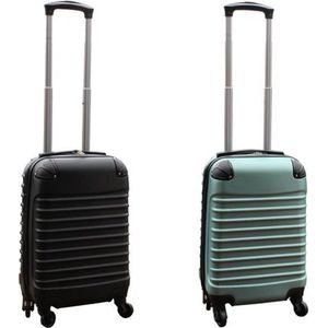 Travelerz kofferset 2 delig ABS handbagage koffers - met cijferslot - 27 liter - zwart - groen