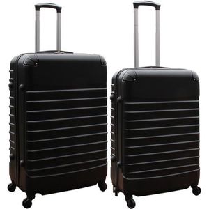Fairdeals Kofferset 2-delig (69L / 95L) - Koffer met Wielen, Reiskoffer, Trolley, Handbagage, Rolkoffer - Zwart - Cijferslot - Lichtgewicht ABS
