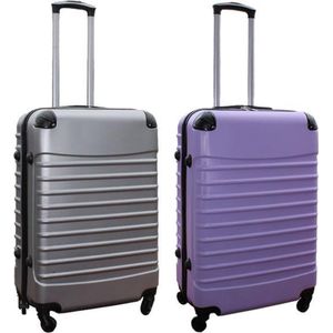 Travelerz kofferset 2 delig ABS groot - met cijferslot - 69 liter - zilver - lila