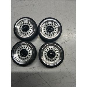 1:18 Staal velgen breedset 15 inch Zilver/Zwart