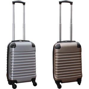 Travelerz kofferset 2 delig ABS handbagage koffers - met cijferslot - 27 liter - zilver - goud
