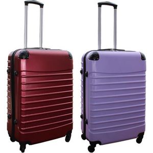 Travelerz kofferset 2 delig ABS groot - met cijferslot - 69 liter - bordeauxrood - lila