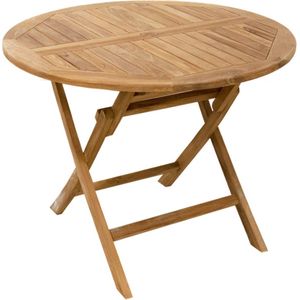 JoJo Living Tuinmeubelen - Tuintafel - Teakhouten tafel - Teakhouten klaptafel Tuban - Rond 100 cm - Ronde tuintafel - Handgemaakt